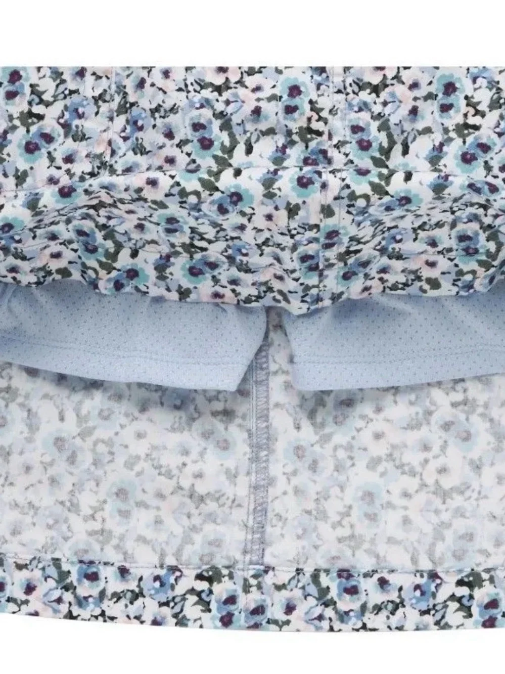 Lee White Floral Mini Skirt with Blue Accents
